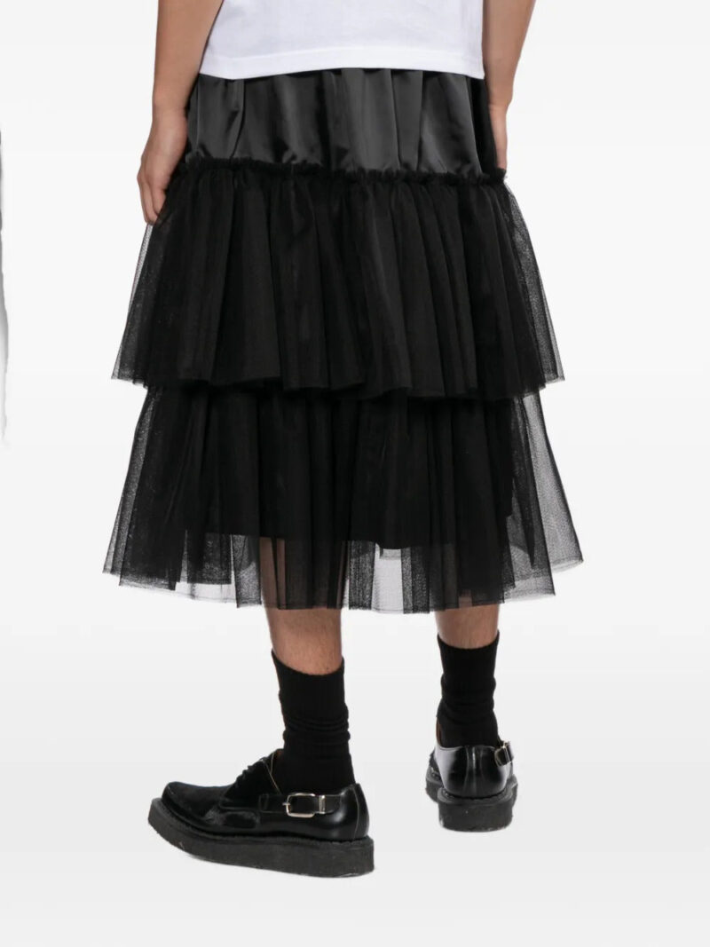 Black Comme Des Garçons tiered midi skirt